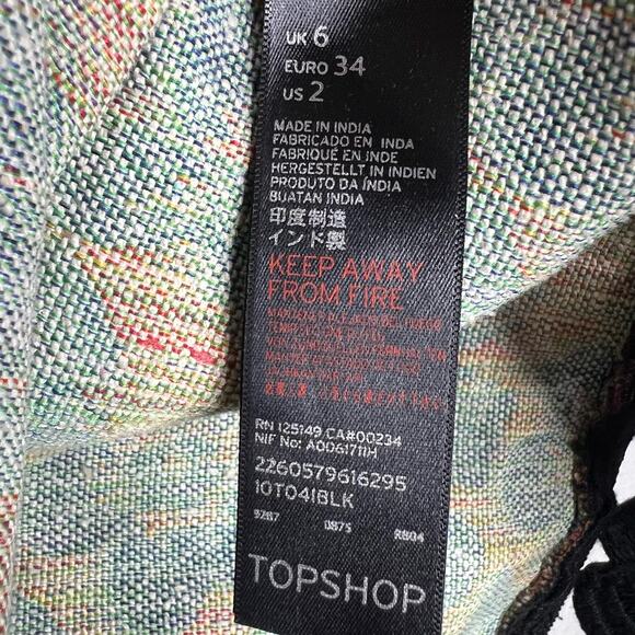 TOPSHOP Floral Sleeveless Sheath Mini Dress Round Neck Tweed Red Black Size 2 - Picture 9 of 10